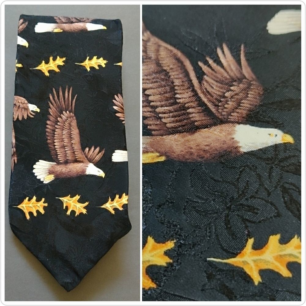 Vintage Marc Dennis Bald Eagle 100% silk tie